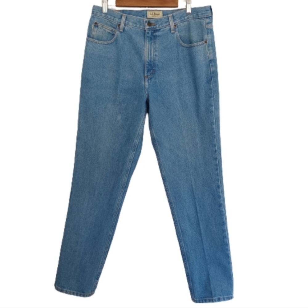 L.L. BEAN CLASSIC FIT Men's Cotton Light Wash Blue Jeans Denim 35 X 32 Pants